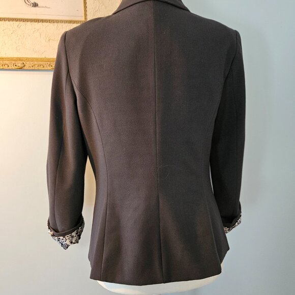 Kensie Rebekah Stretch Crepe Floral Lining Blazer - Grey - Size Medium - Picture 4 of 7